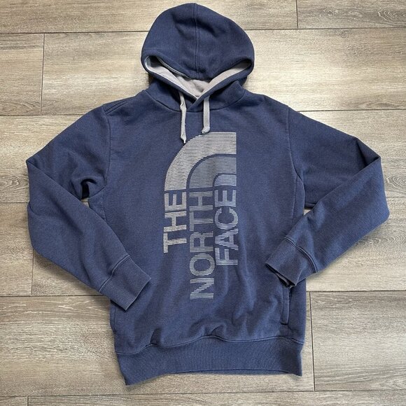 The North Face Mens Large Blue Spell Out Pullover Outdoor Hoodie Mountain M - Picture 1 of 6